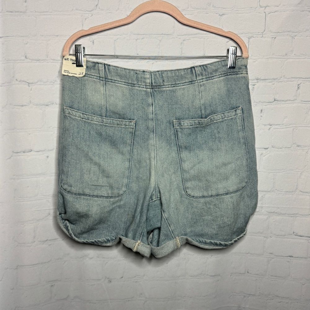 We The Free People Osaka Barrel Denim Shorts Size 28 NWT Blue Distressed - Picture 10 of 10